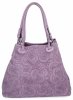 Modna Torebka Skórzana Shopper Bag Fioletowa
